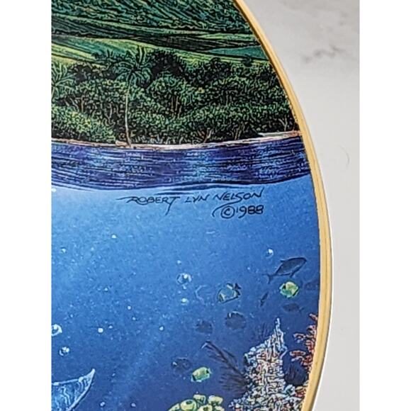 Underwater Paradise Chez Paul Dolphin Year 1991 Porcelain 8" Plate Wall Decor - Picture 11 of 14